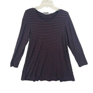 Habitat Women's Long Sleeve Pullover Striped Black & Gray Tunic Size M